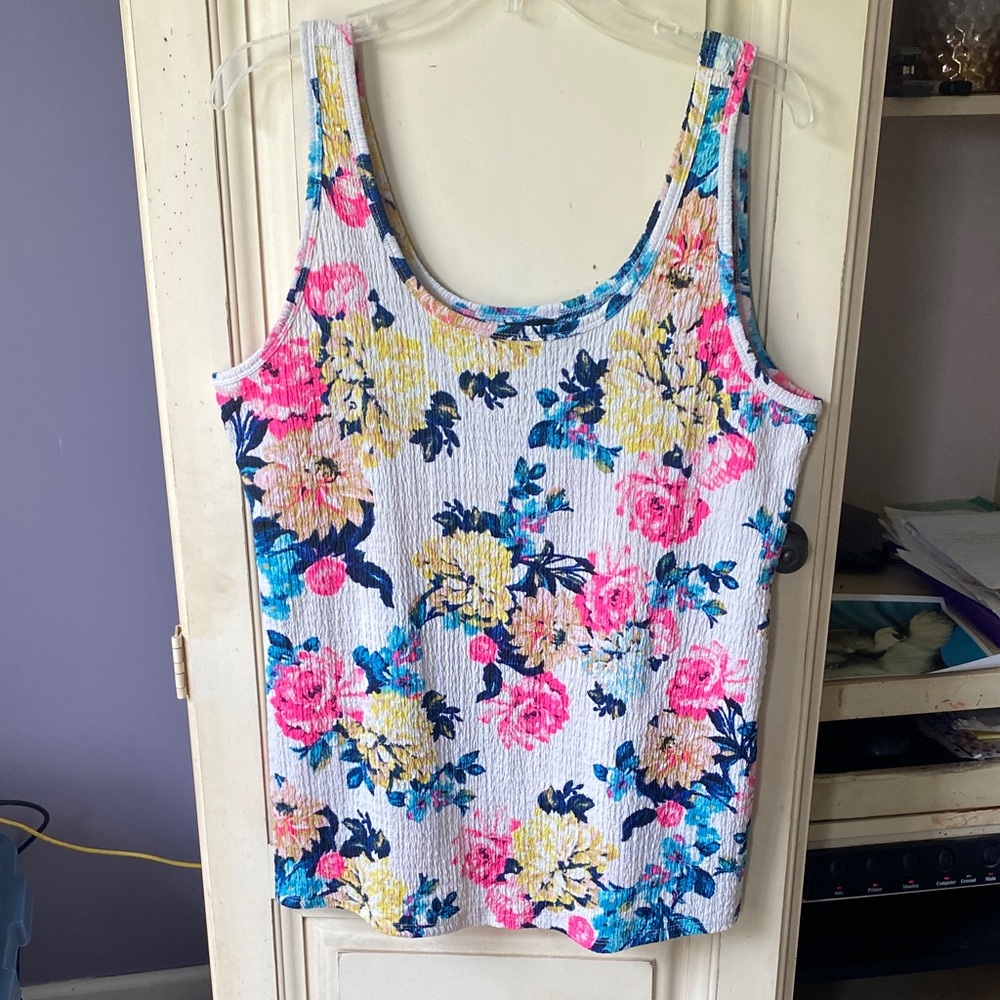 Torrid Floral Tank Top - Pink, Yellow, Blue 1